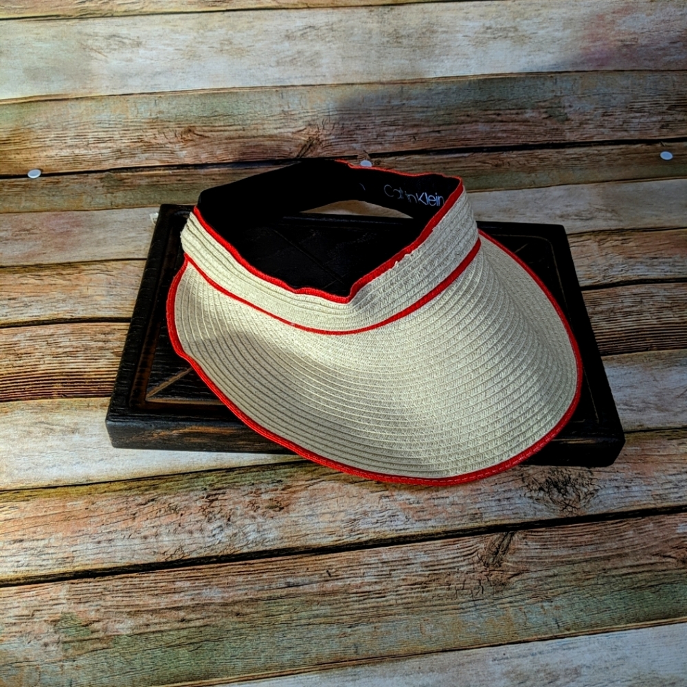 NWT Calvin Klein Womens Paper Straw Sparkle Visor One Size Black MSRP$38